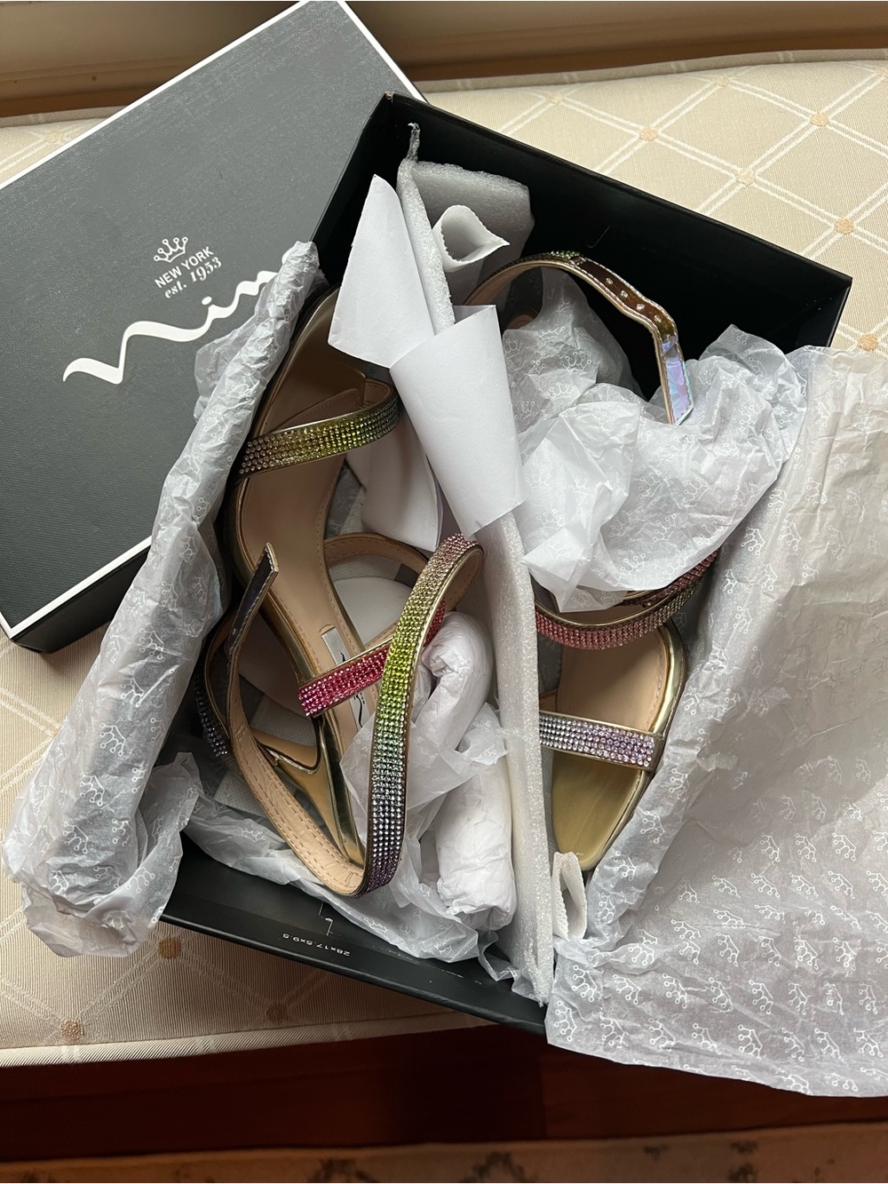 Nina Varena Crystal Ankle Strap Sandals sz 6 - Picture 7 of 8